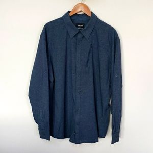 Marmot Men's Boreas LS Vintage Navy XXL Shirt With Back Flap Vent and UPF 25